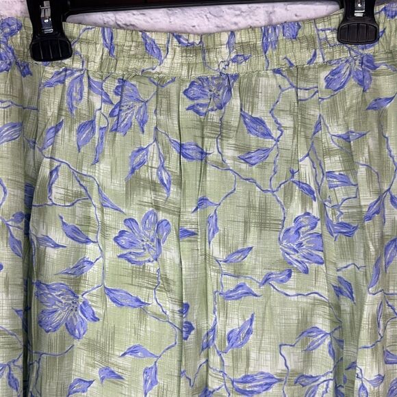 Vintage Sag Harbor Green Floral Midi Skirt Size L Buttondown 80's NWT - Picture 5 of 6